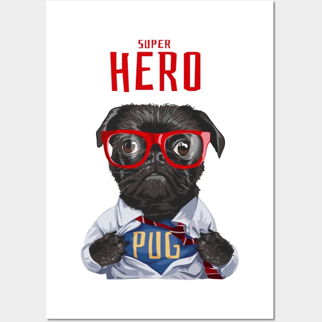 Super Hero Pug Wall Art by AST